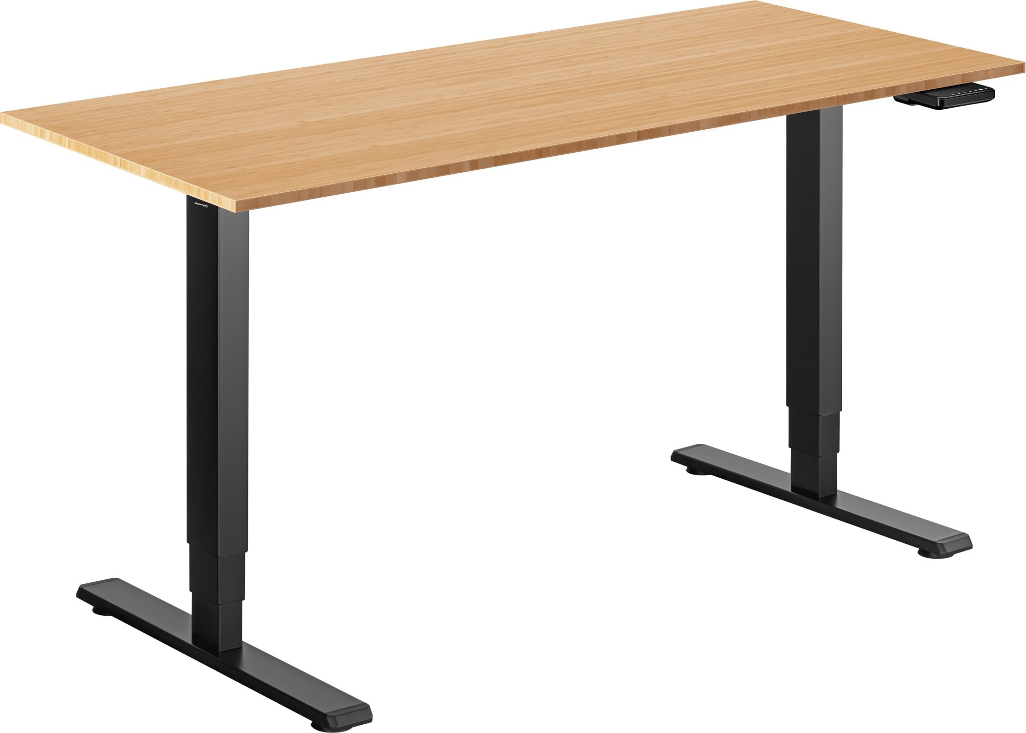 AlzaErgo Table ET1 Essential čierny + doska 140 × 80 cm bambusová