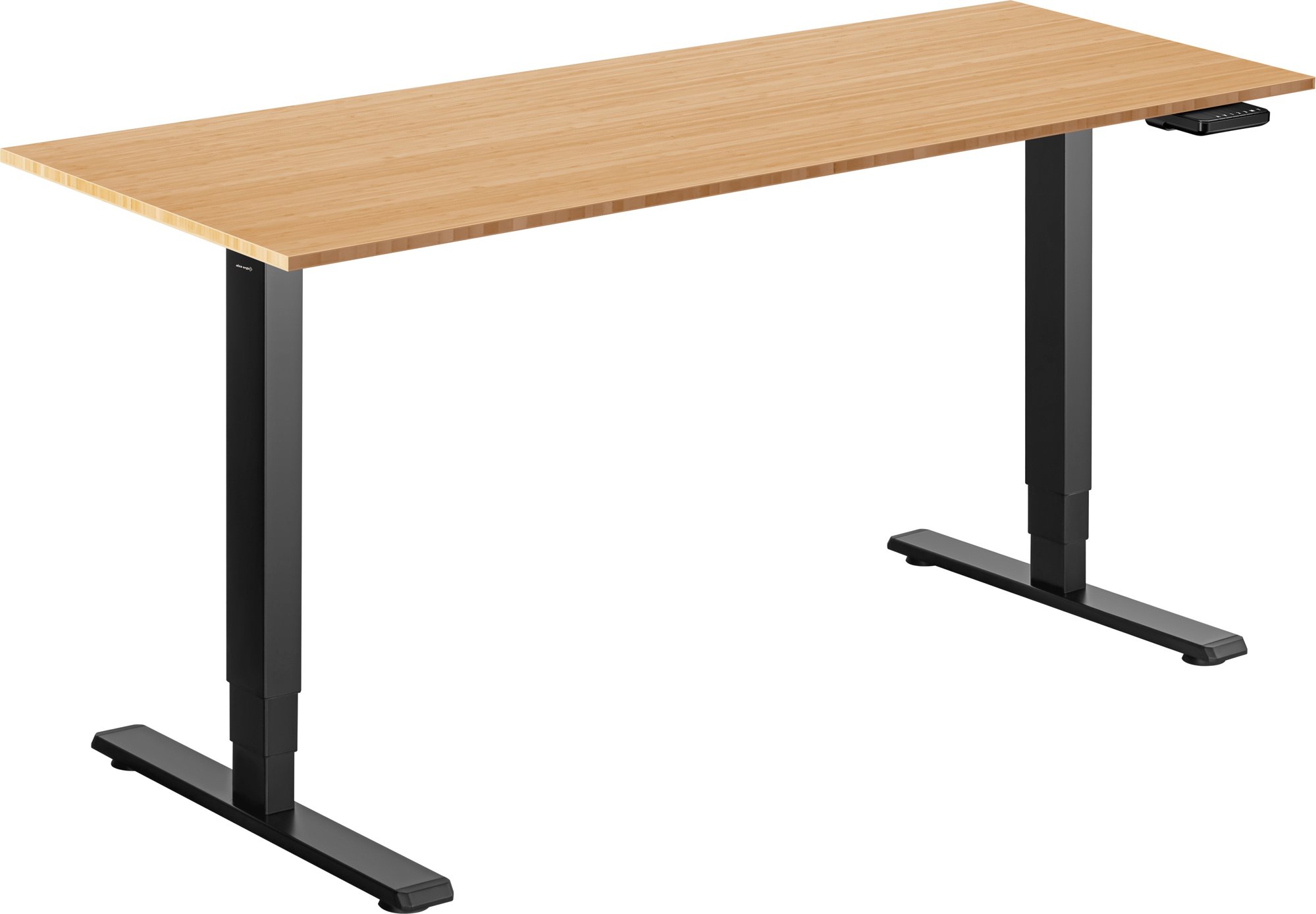 AlzaErgo Table ET1 Essential čierny + doska 160 × 80 cm bambusová