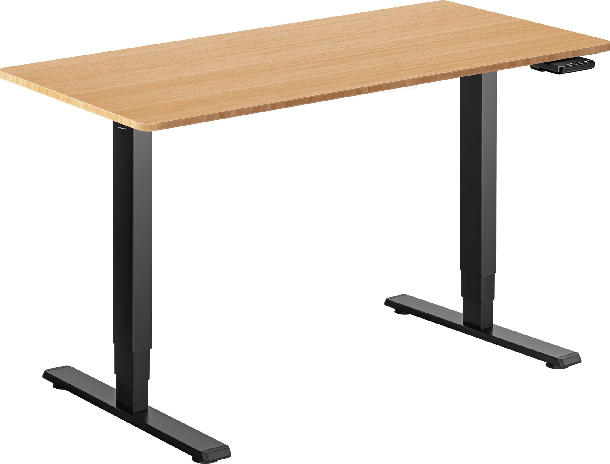 AlzaErgo Table ET1 Essential čierny + doska 120 × 80 cm bambusová zaoblená