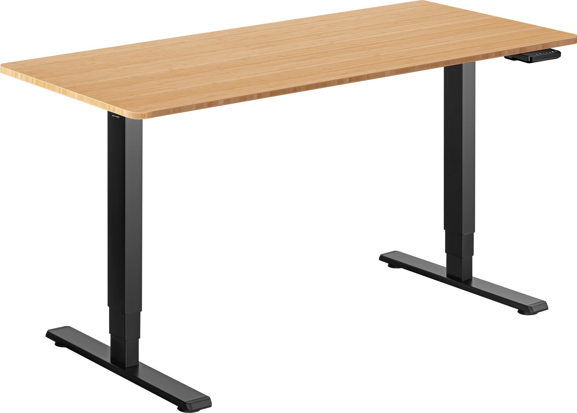 AlzaErgo Table ET1 Essential čierny + doska 140 × 80 cm bambusová zaoblená
