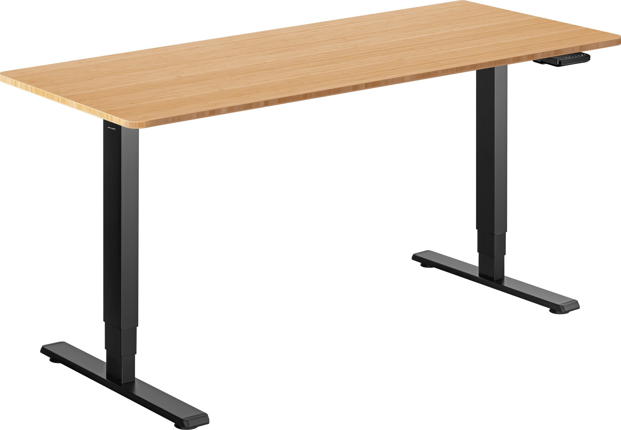 AlzaErgo Table ET1 Essential čierny + doska 160 × 80 cm bambusová zaoblená
