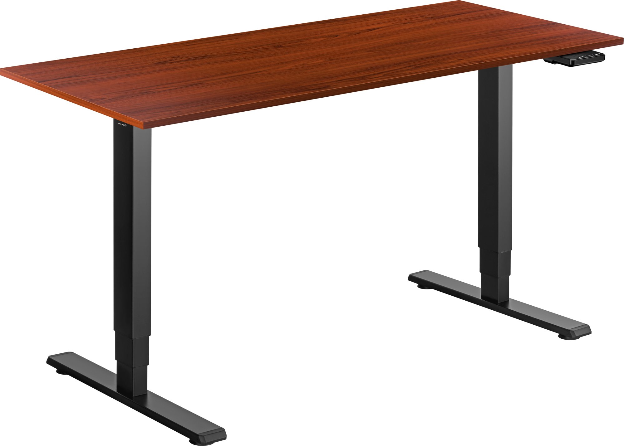 AlzaErgo Table ET1 Essential čierny + doska 140 × 80 cm lamino gaštan