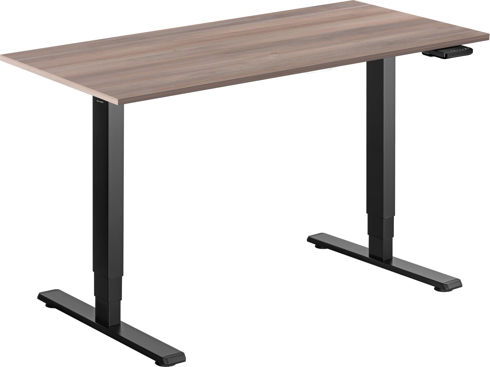 AlzaErgo Table ET1 Essential čierny + doska 120 × 80 cm lamino šedý dub