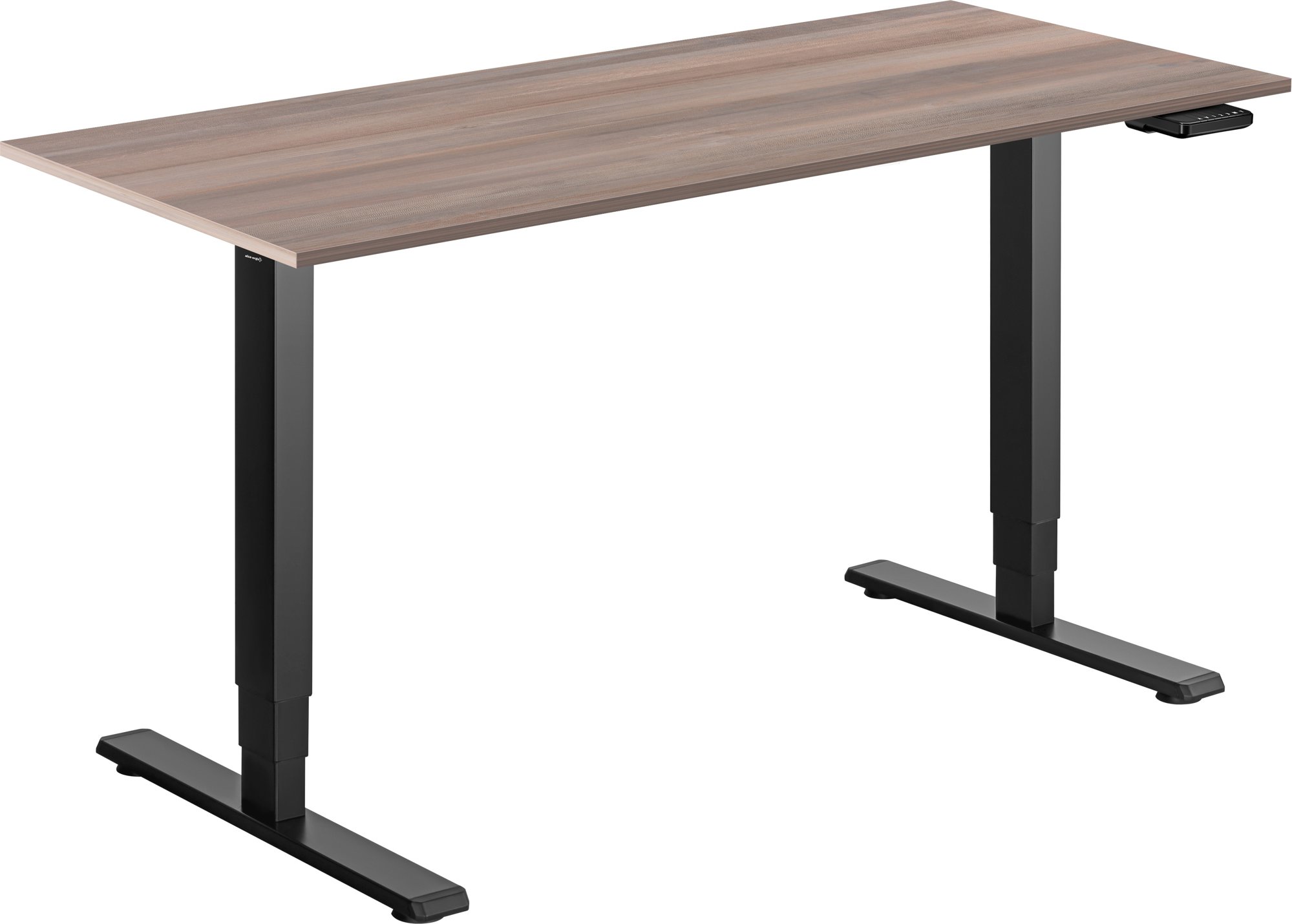 AlzaErgo Table ET1 Essential čierny + doska 140 × 80 cm lamino sivý dub