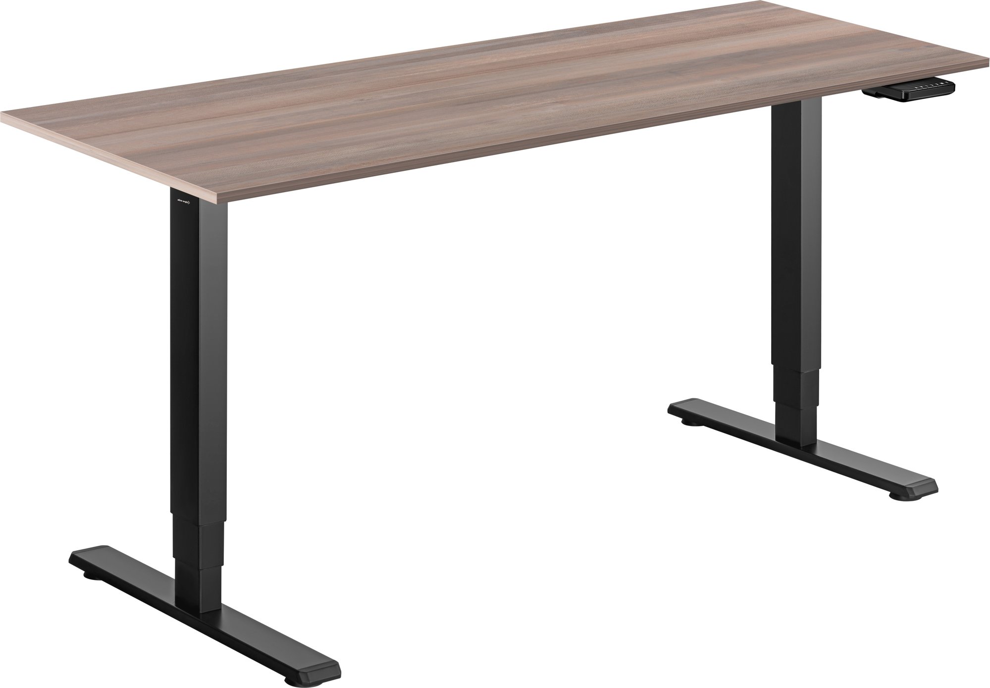 AlzaErgo Table ET1 Essential čierny + doska 160 × 80 cm lamino sivý dub