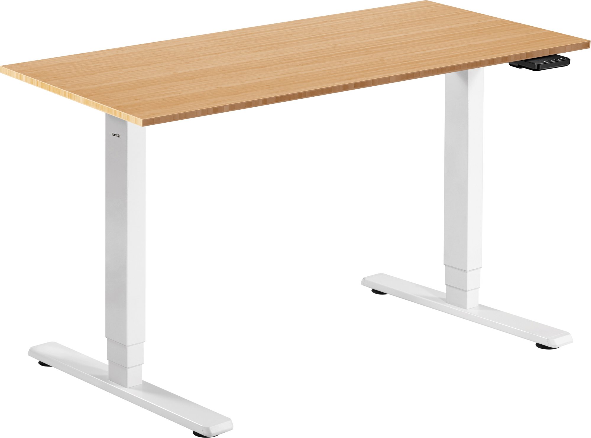 AlzaErgo Table ET1 Essential biely + doska 120 × 80 cm bambusová