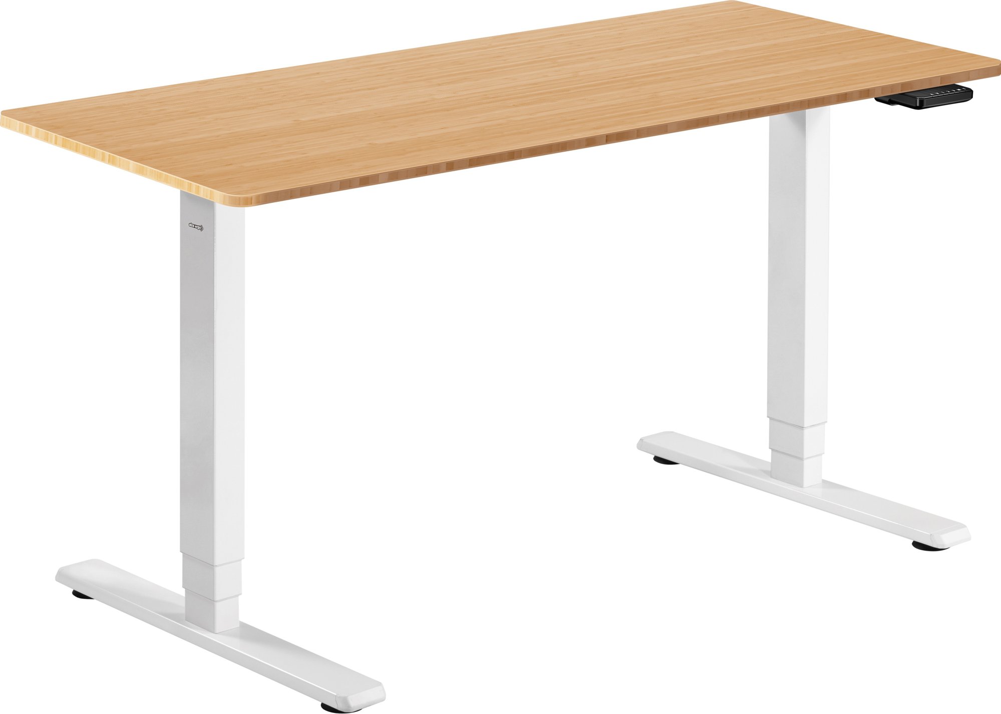 AlzaErgo Table ET1 Essential biely + doska 140 × 80 cm bambusová zaoblená