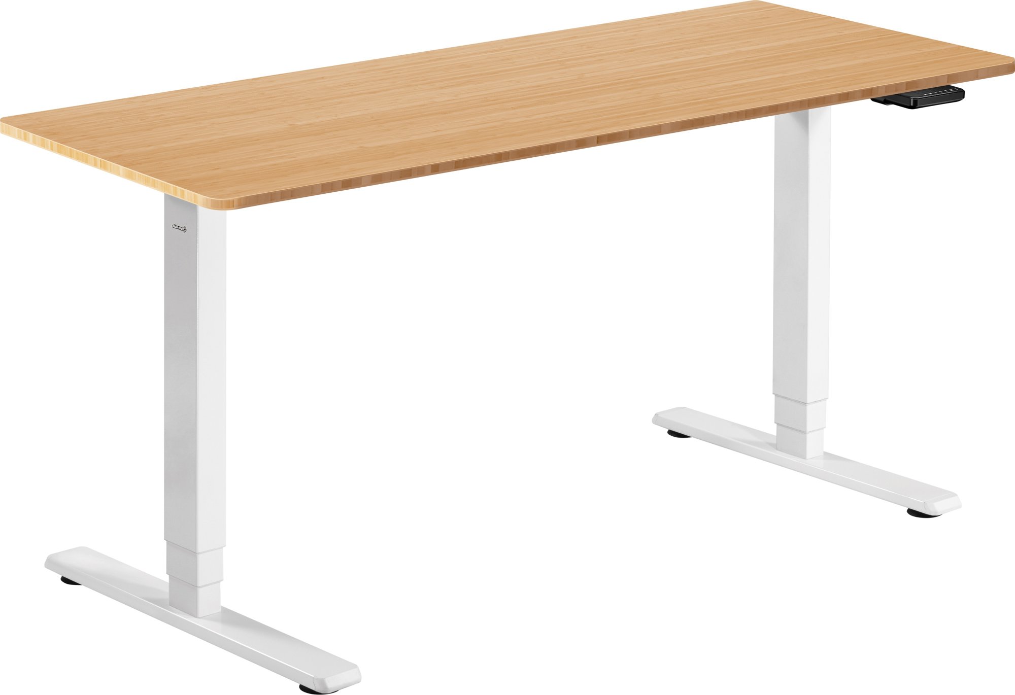 AlzaErgo Table ET1 Essential biely + doska 160 × 80 cm bambusová zaoblená
