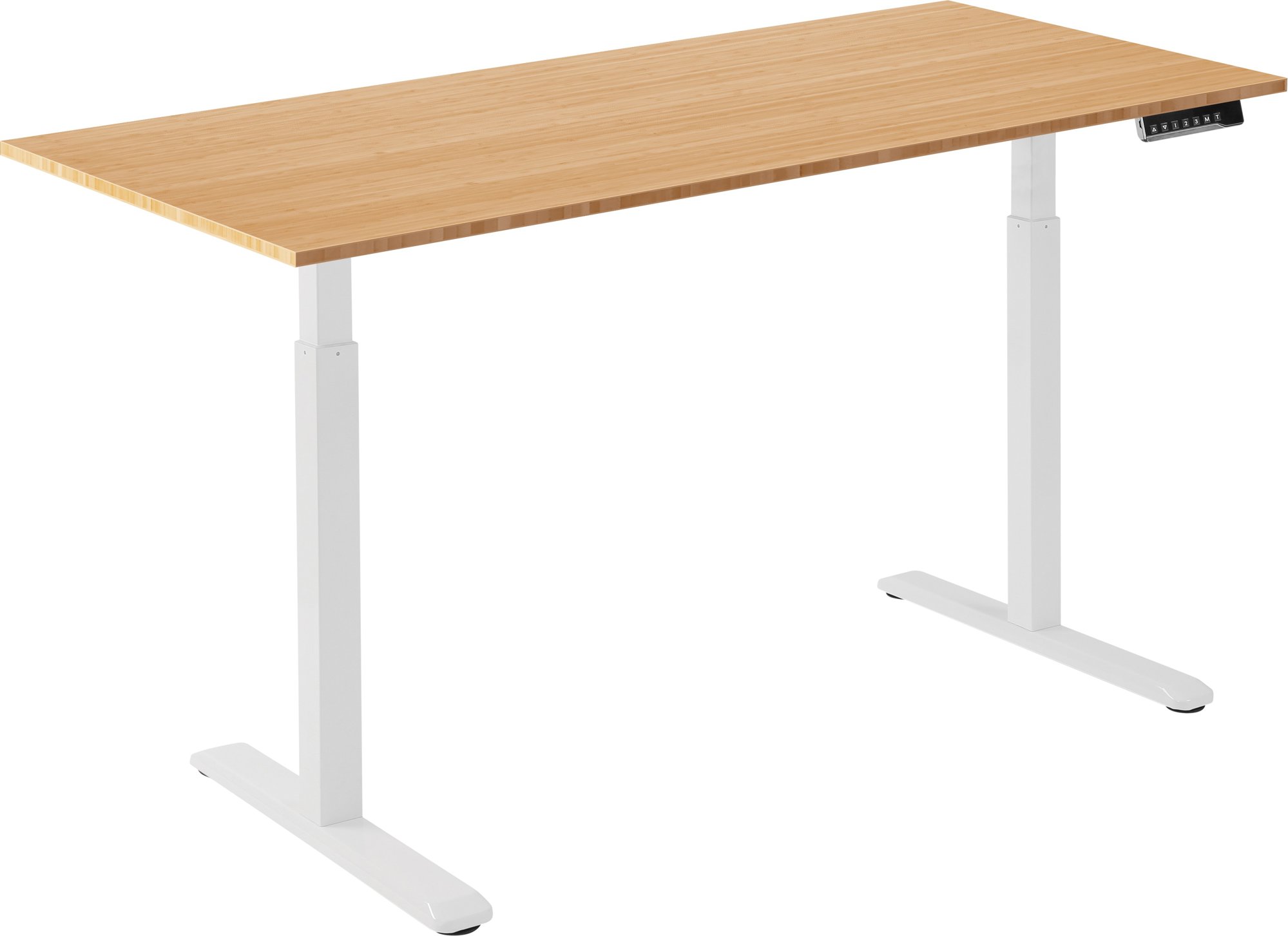 AlzaErgo Table ET2 biely + doska 140 × 80 cm bambusová