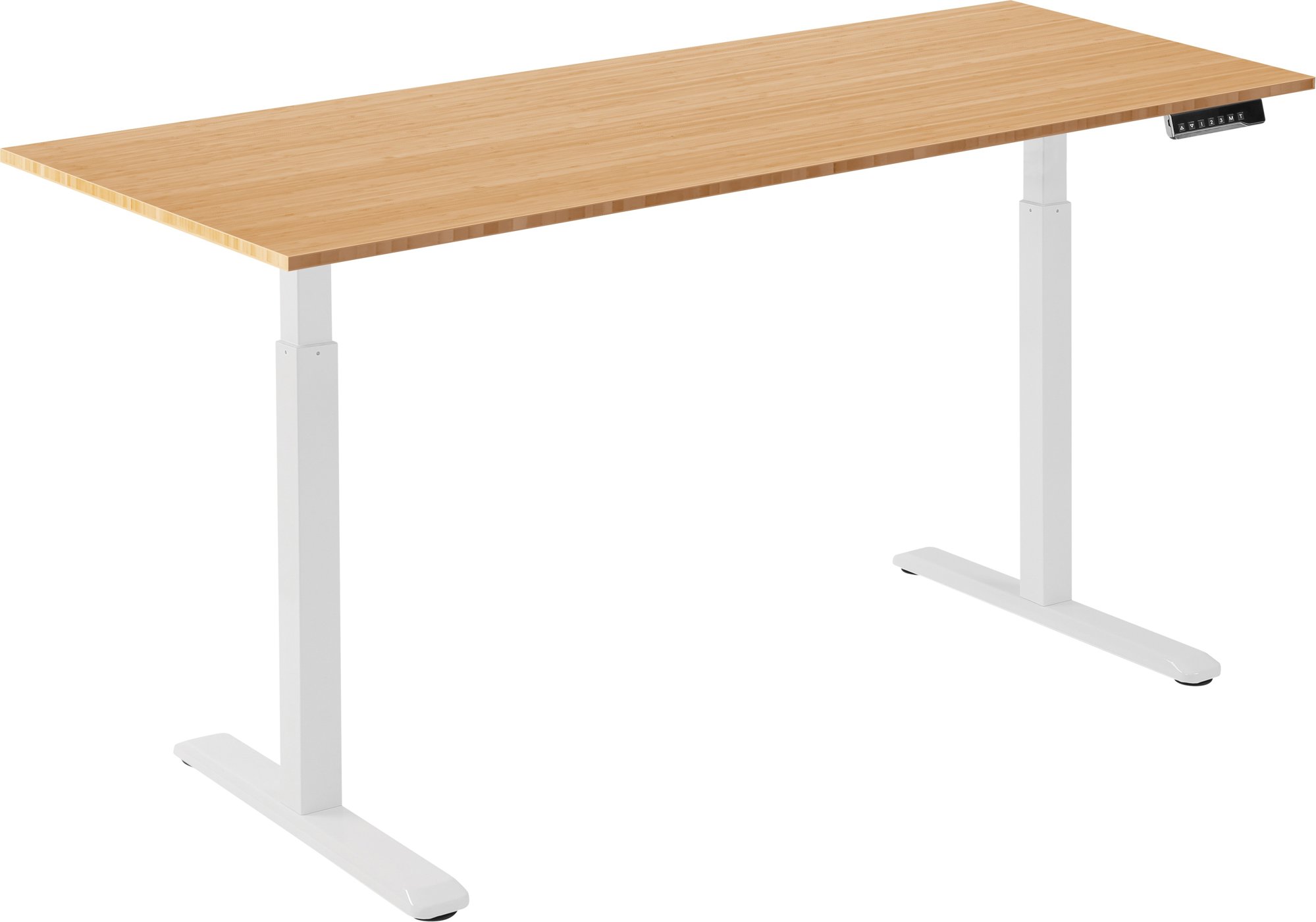 AlzaErgo Table ET2 biely + doska 160 × 80 cm bambusová