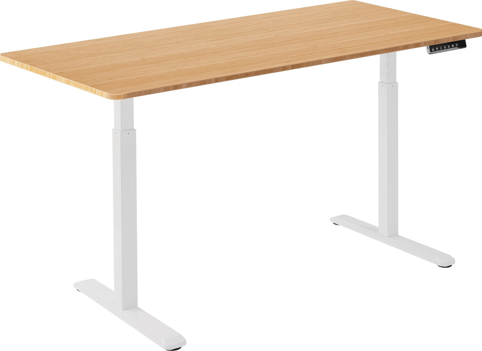 AlzaErgo Table ET2 biely + doska 140 × 80 cm bambusová zaoblená