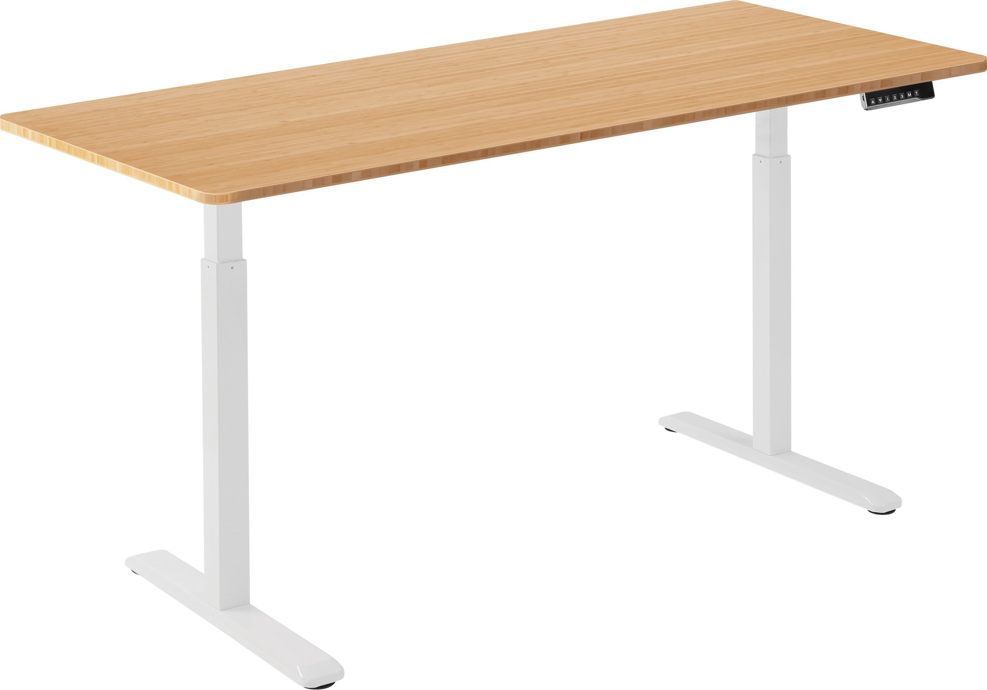 AlzaErgo Table ET2 biely + doska 160 × 80 cm bambusová zaoblená