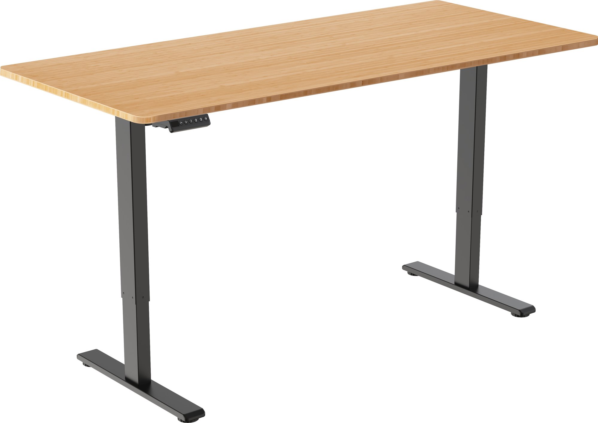 AlzaErgo Table ET2 Essential čierny + doska 140 × 80 cm bambusová zaoblená