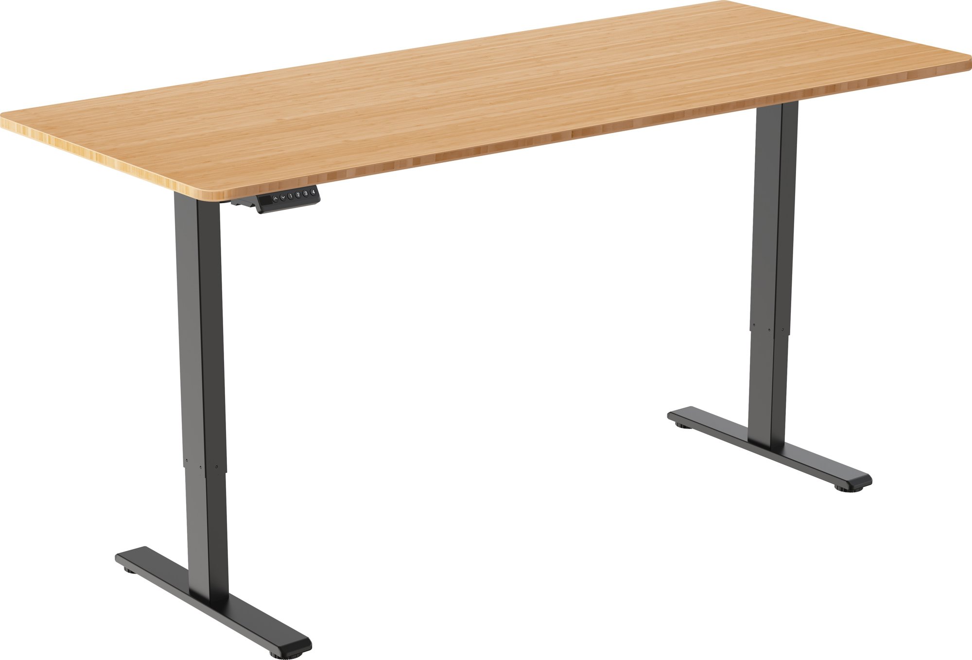AlzaErgo Table ET2 Essential čierny + doska 160 × 80 cm bambusová zaoblená