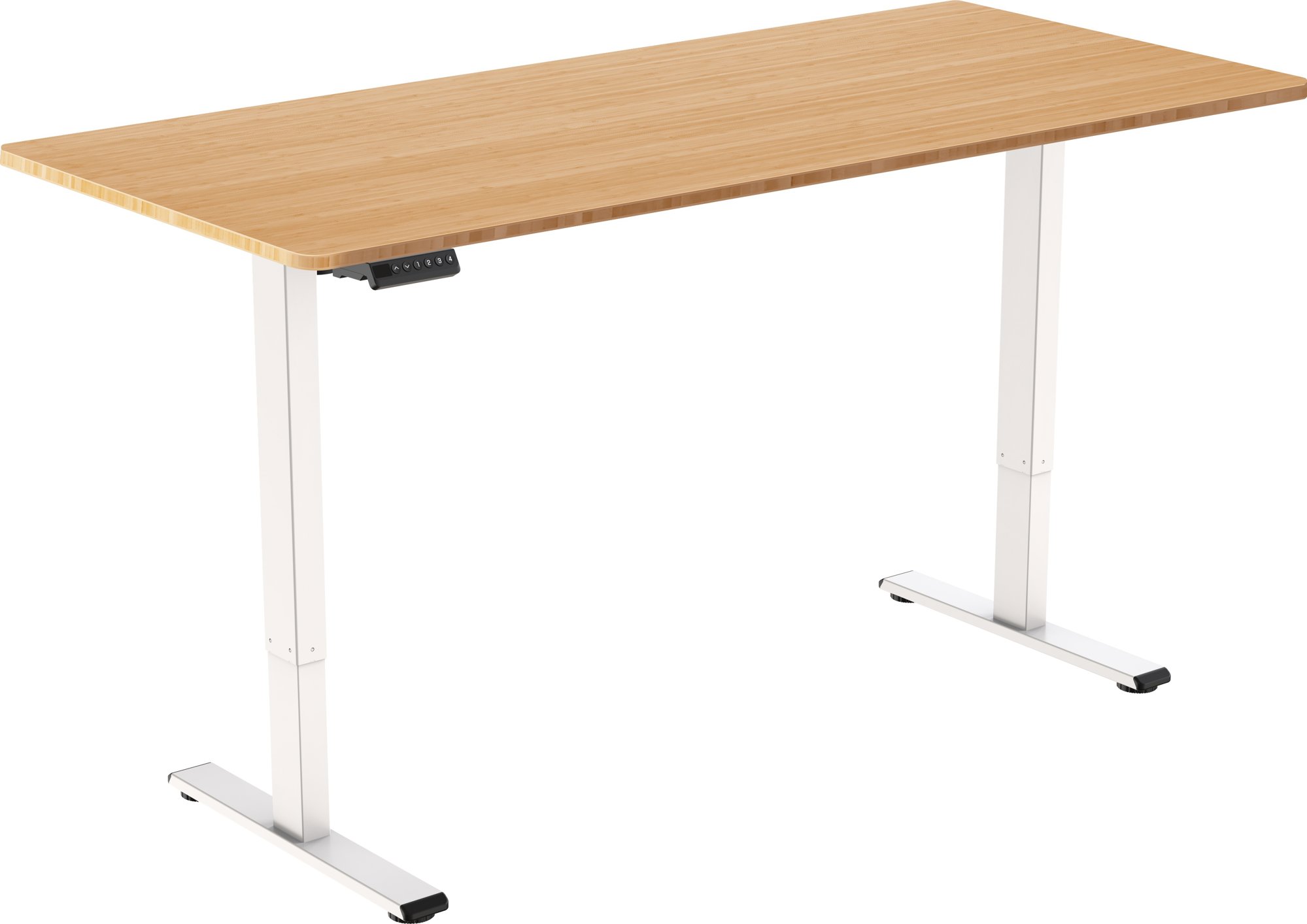 AlzaErgo Table ET2 Essential biely + doska 140 × 80 cm bambusová zaoblená