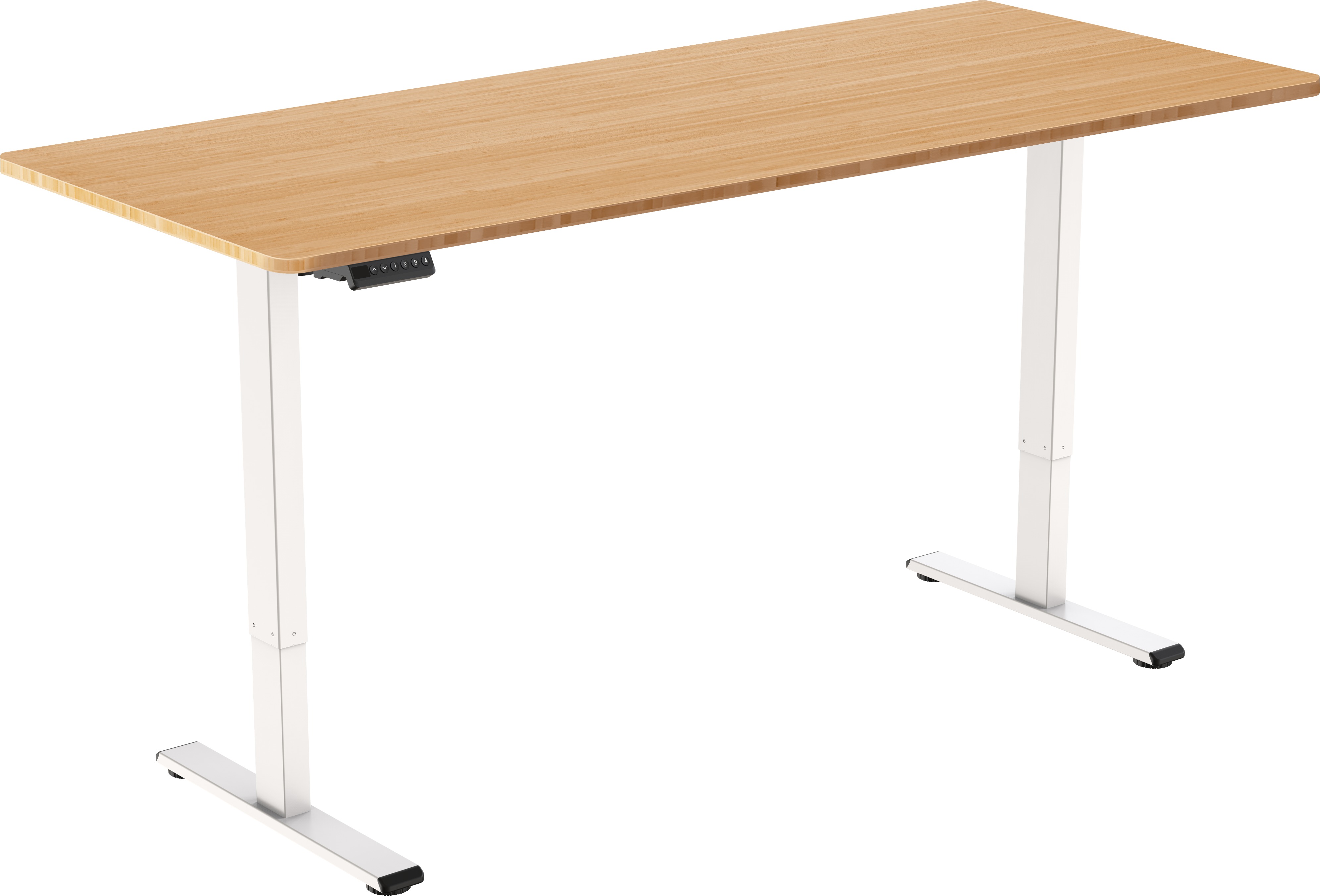 AlzaErgo Table ET2 Essential biely + doska 160 × 80 cm bambusová zaoblená
