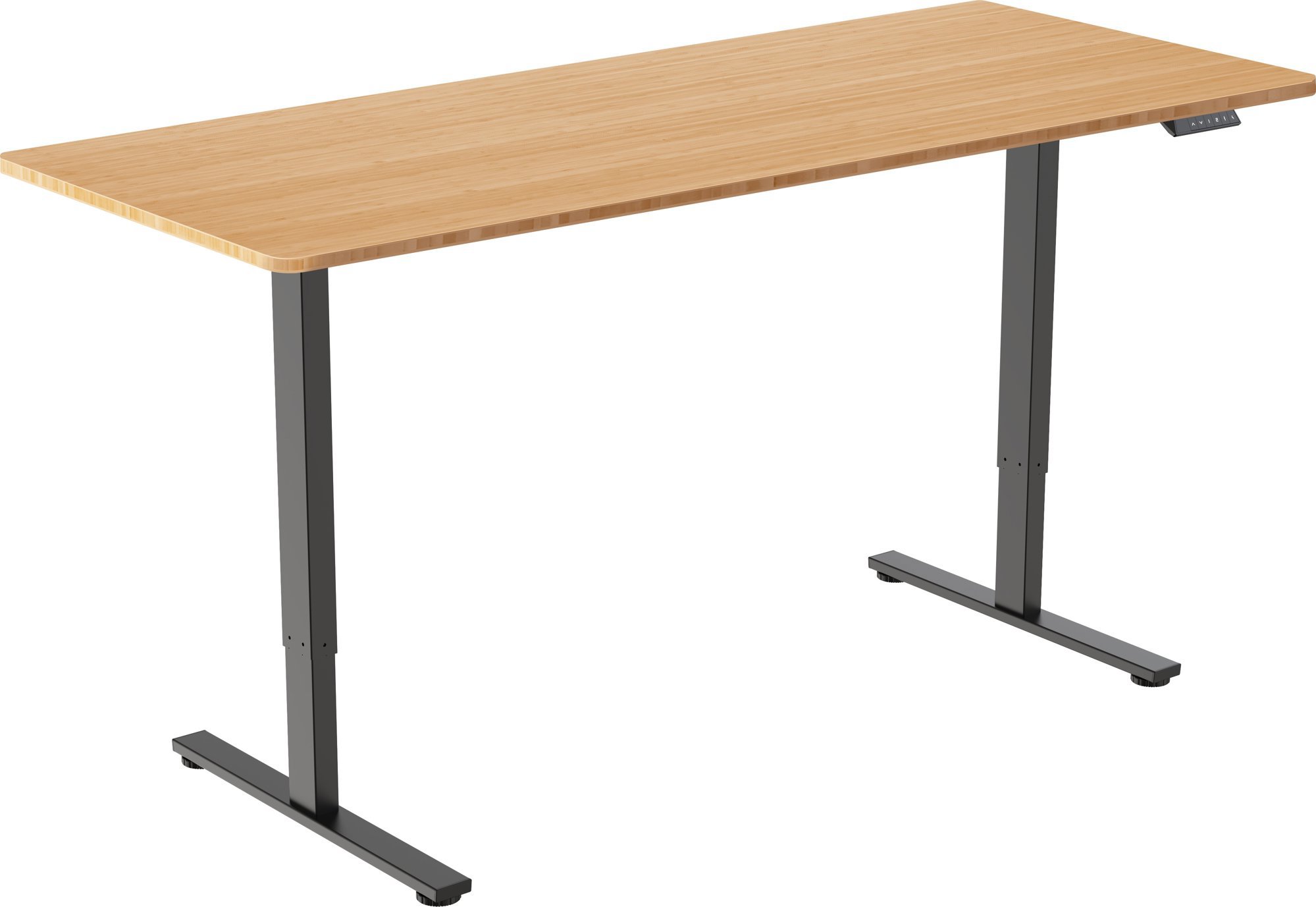 AlzaErgo Table ET2 Core čierny + doska 160 × 80 cm bambusová zaoblená
