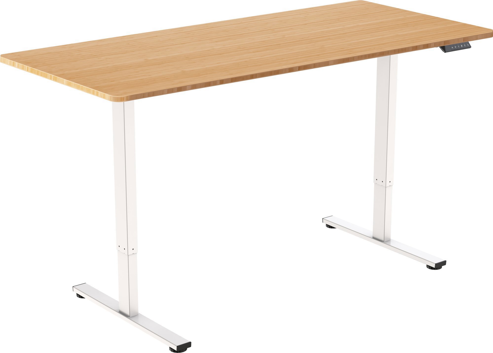 AlzaErgo Table ET2 Core biely + doska 140 × 80 cm bambusová zaoblená