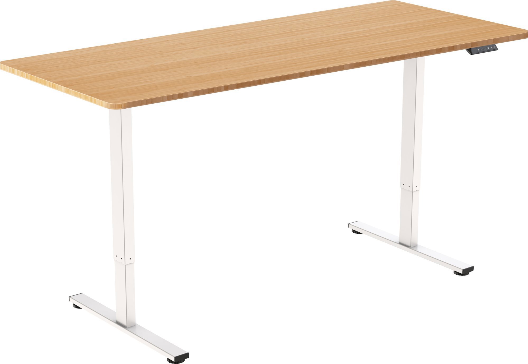 AlzaErgo Table ET2 Core biely + doska 160 × 80 cm bambusová zaoblená