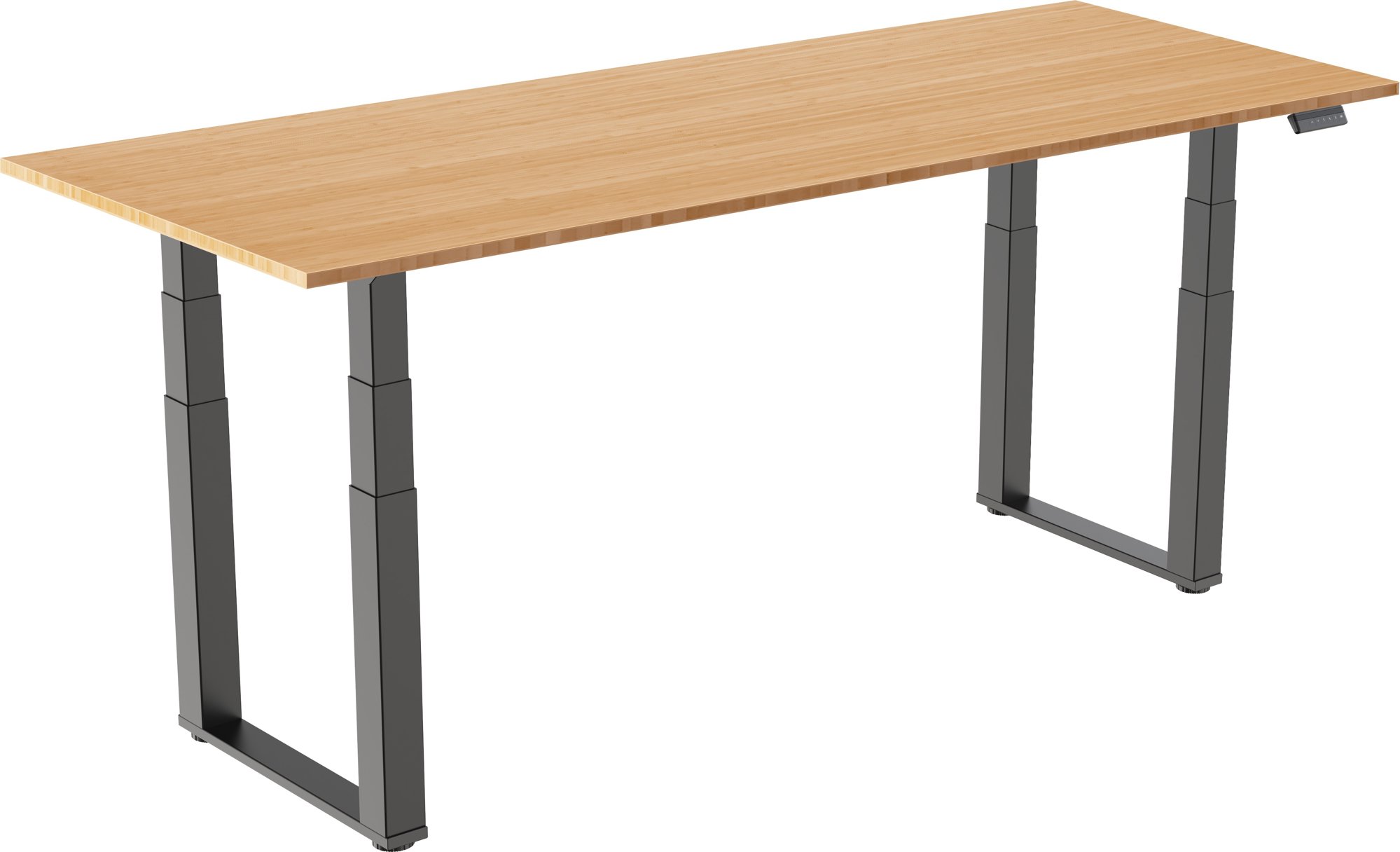 AlzaErgo Table ET7 Heavy Duty čierny + doska 160 × 80 cm bambusová
