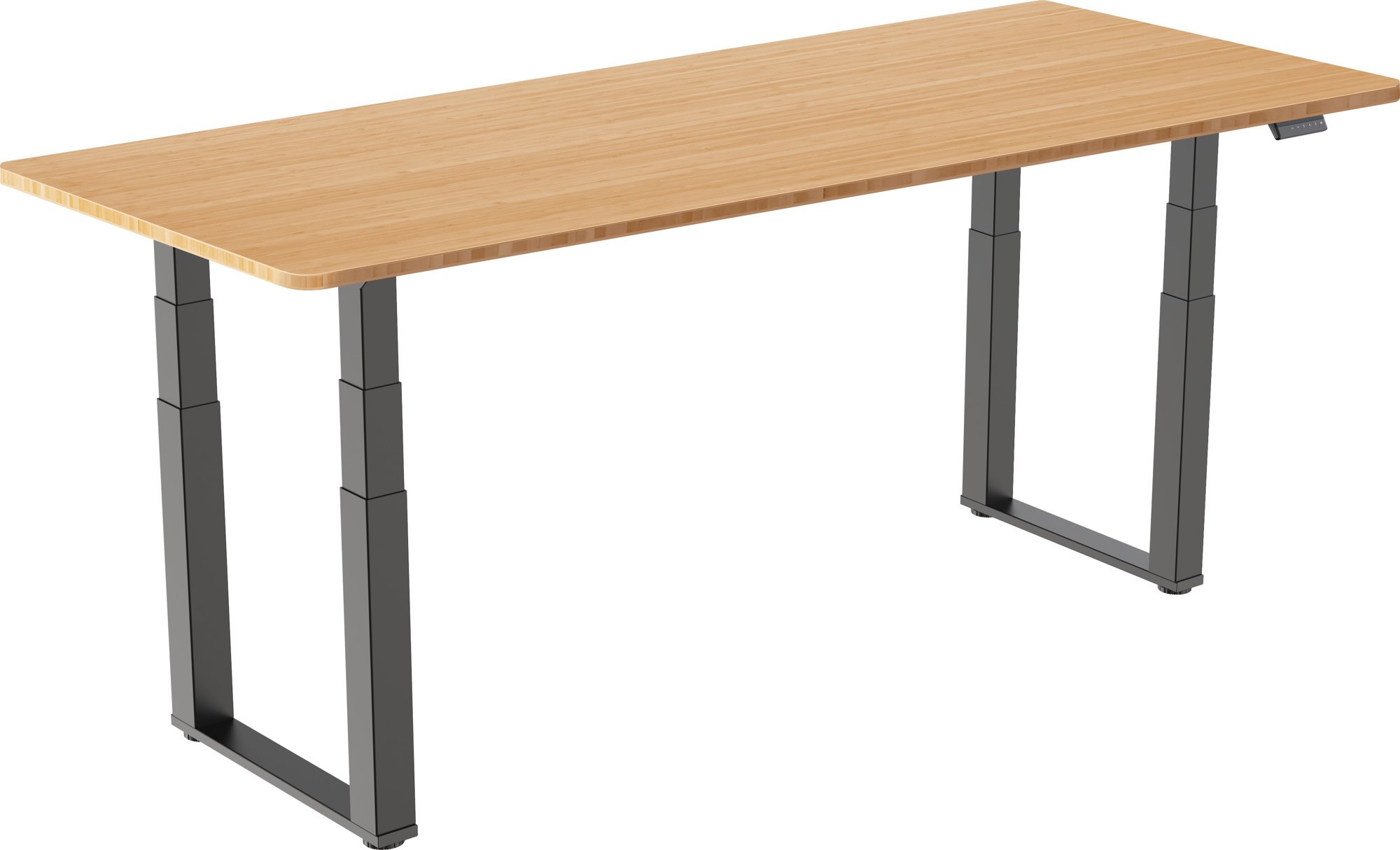 AlzaErgo Table ET7 Heavy Duty čierny + doska 160 × 80 cm bambusová zaoblená