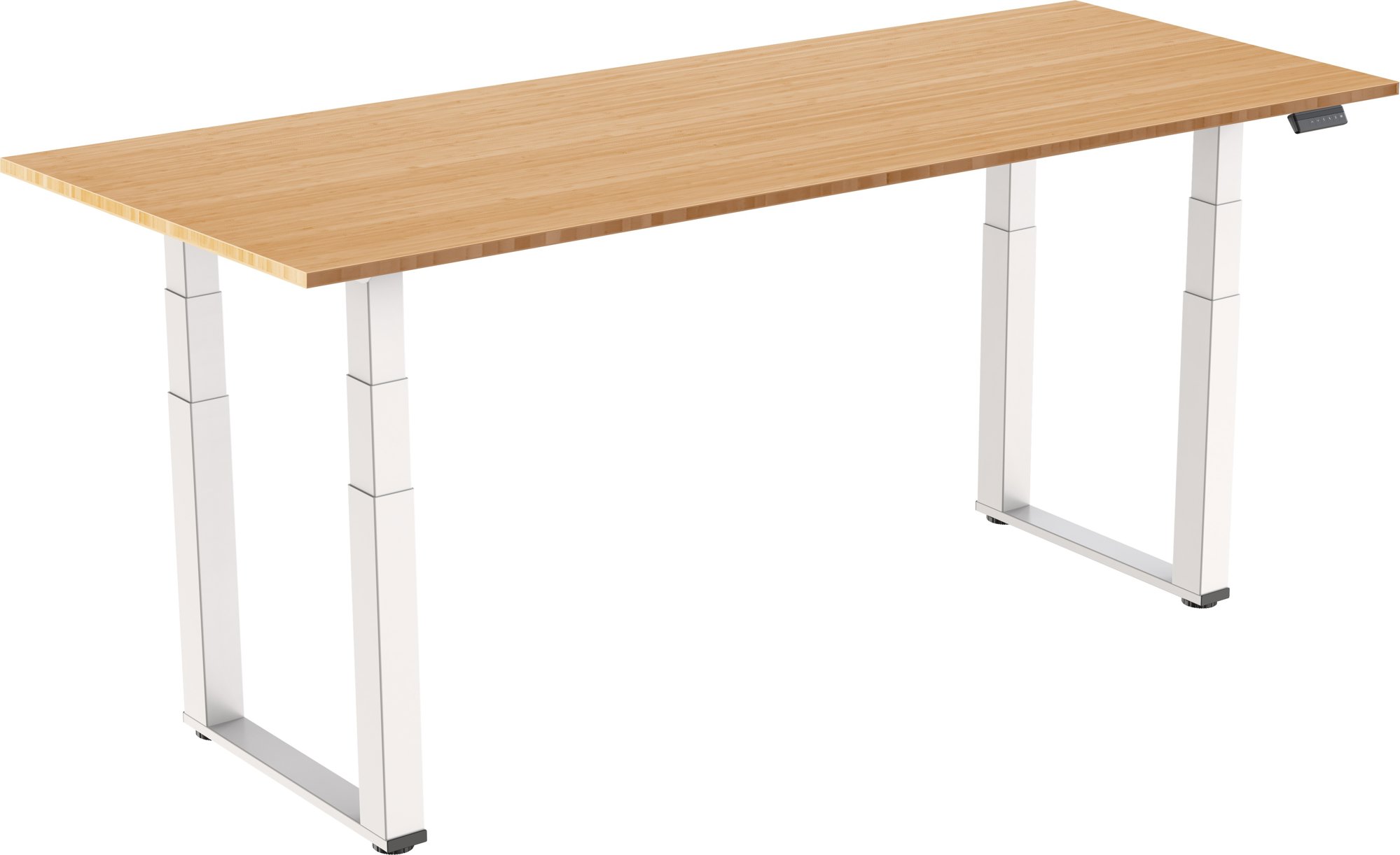 AlzaErgo Table ET7 Heavy Duty biely + doska 160 × 80 cm bambusová