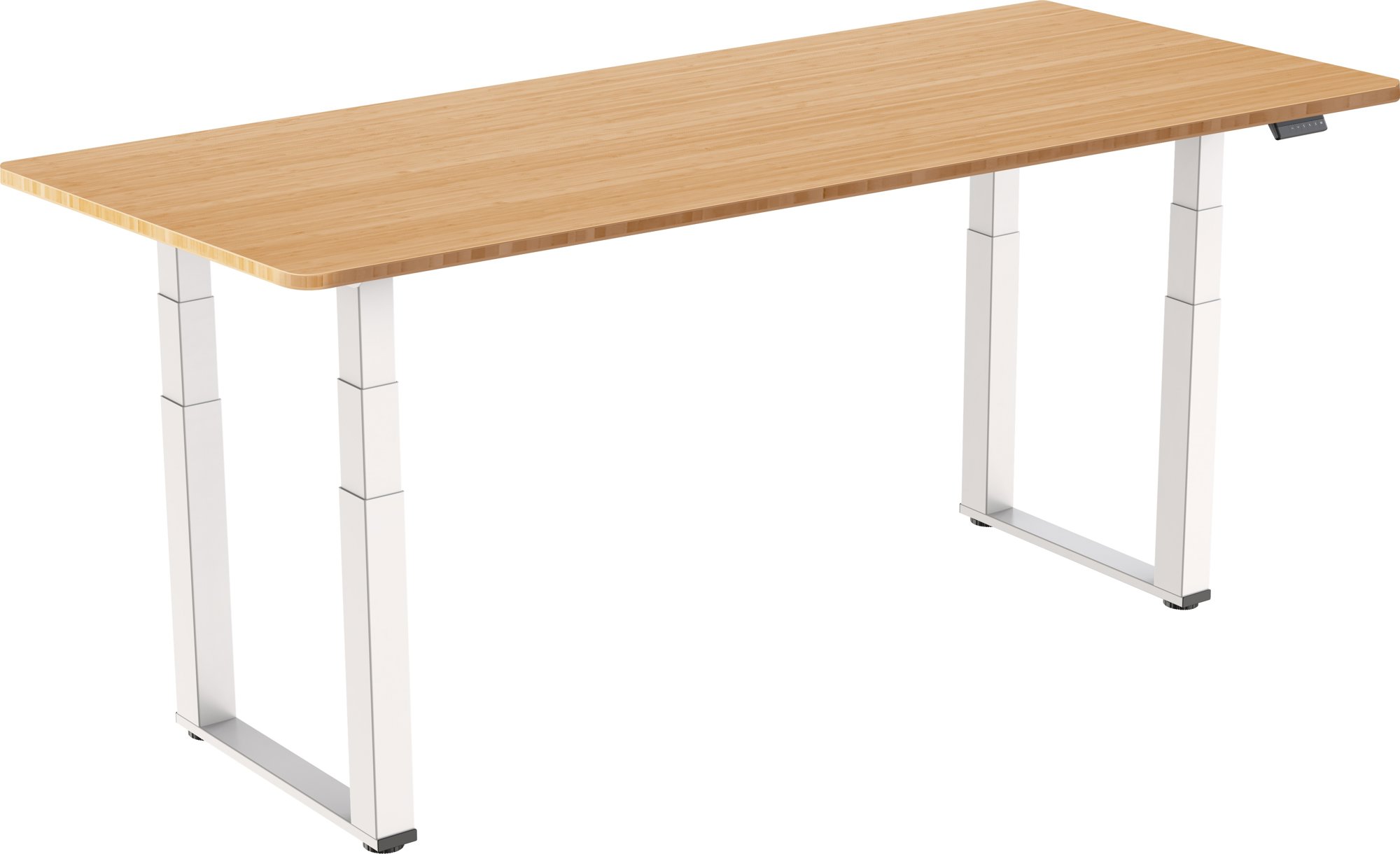 AlzaErgo Table ET7 Heavy Duty biely + doska 160 × 80 cm bambusová zaoblená