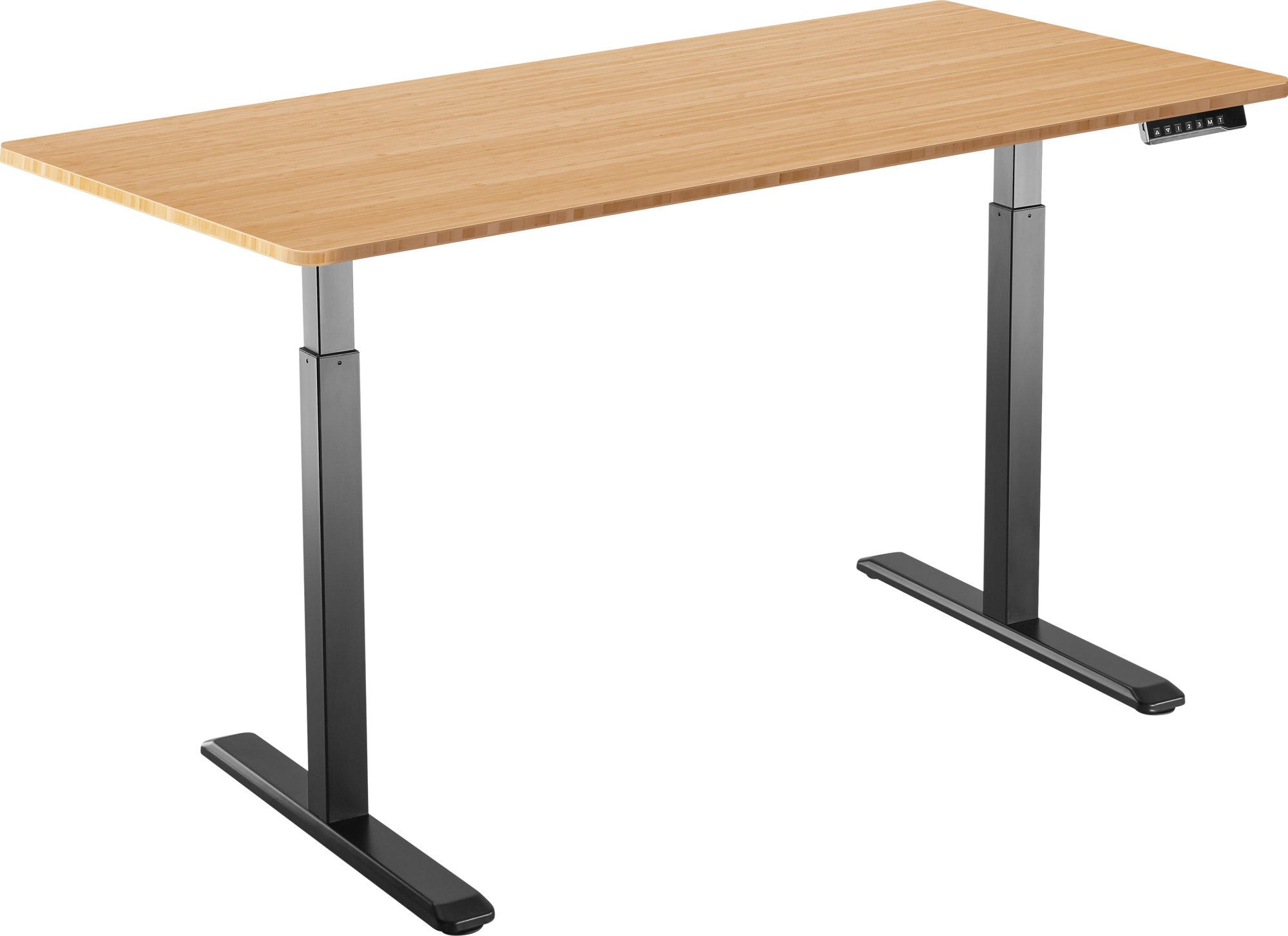 AlzaErgo Table ET2 čierny + doska 140 × 80 cm bambusová zaoblená