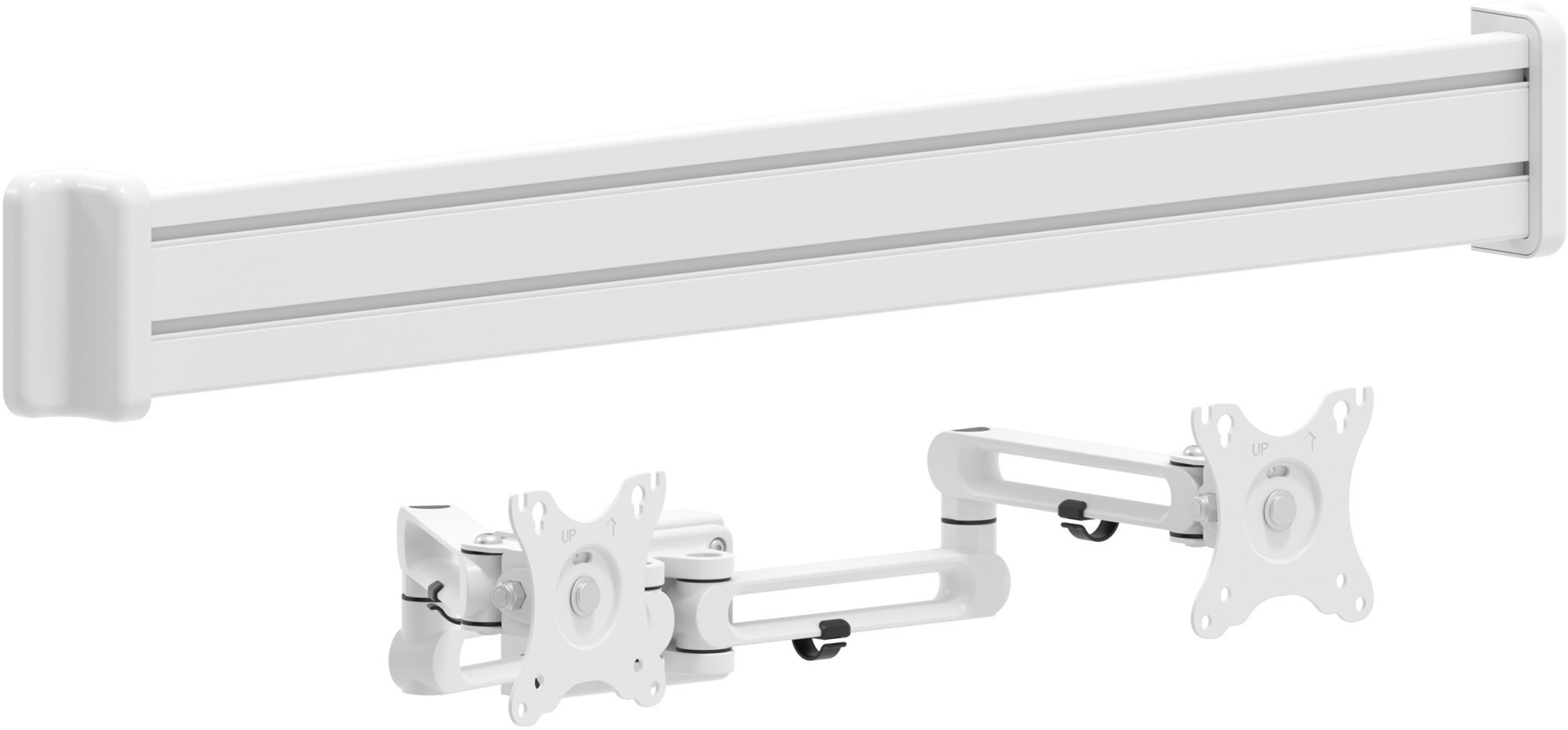 AlzaErgo Slatwall SWP110 Lišta biela + SWMP220 Príchytky biele + SWAD510 Držiak biely