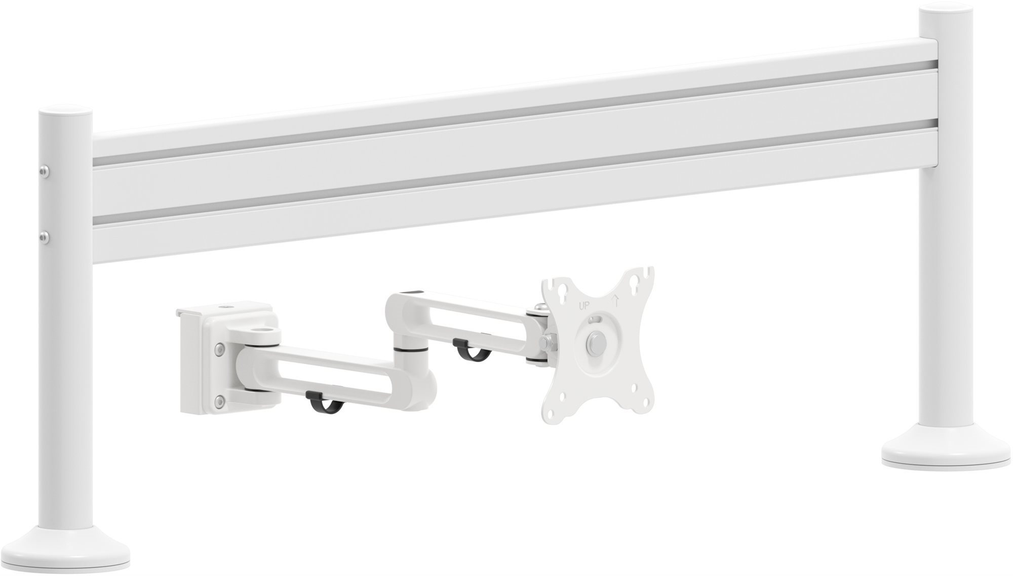 AlzaErgo Slatwall SWP110 Lišta biela + SWDM210 Príchytky biele + SWAS410 Držiak biely
