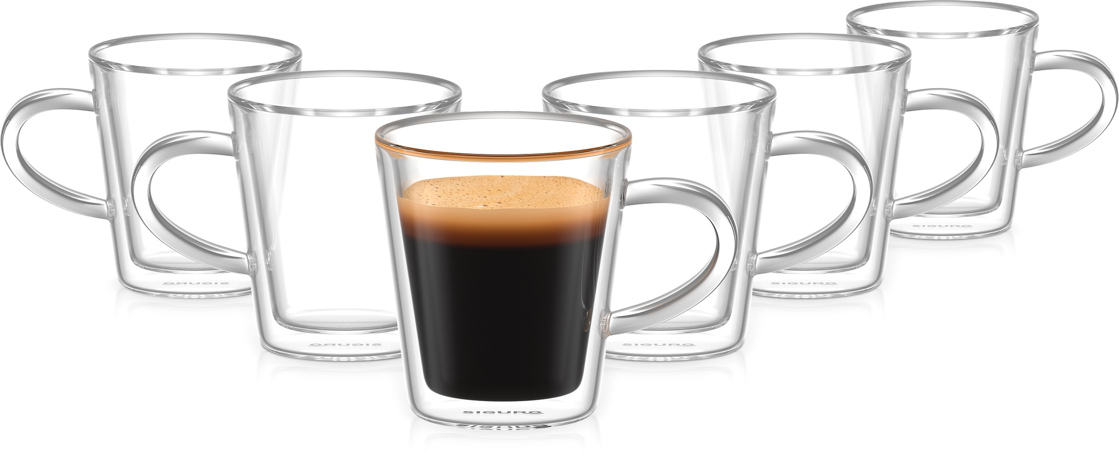 Siguro Hrnček z dvojstenného skla Espresso, 90 ml, 6 ks