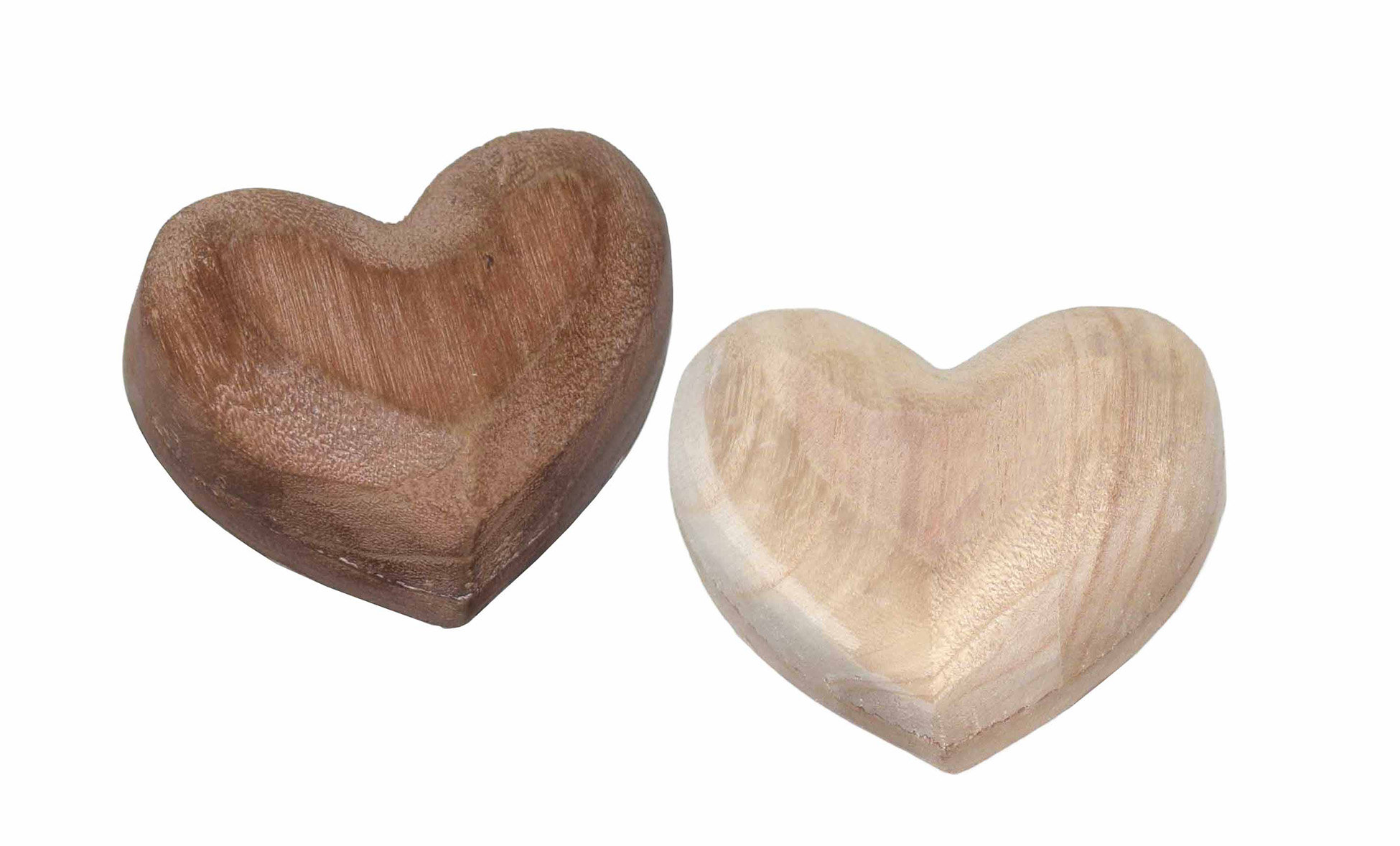by inspire Dřevěná dekorace Srdce světlé a tmavé 10 cm, set 2 ks