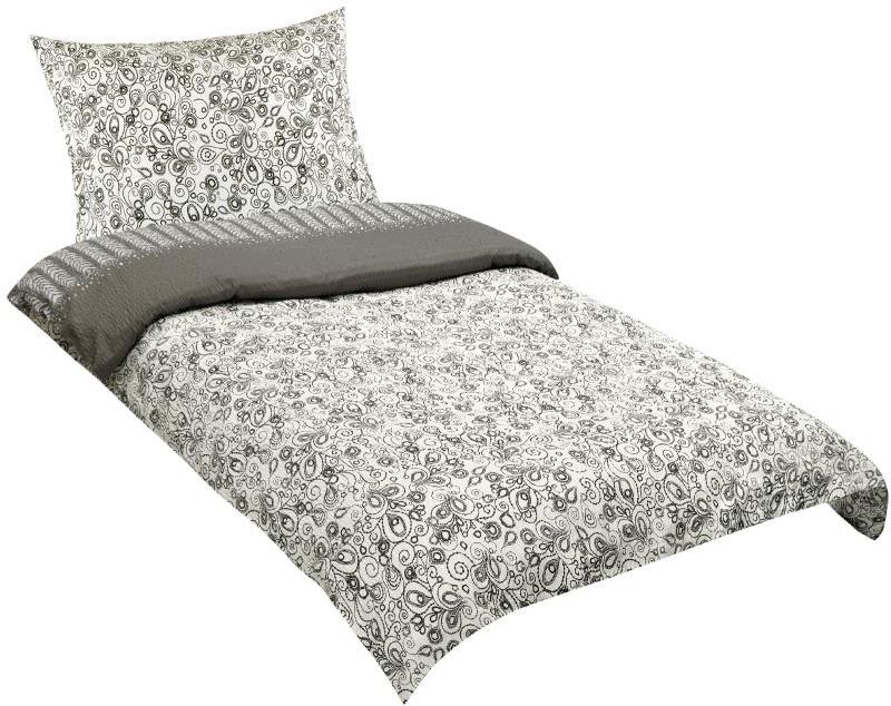 BELLATEX Obliečky krep 80/082 kvety sivo-biele 140 × 200 cm, 70 × 90 cm