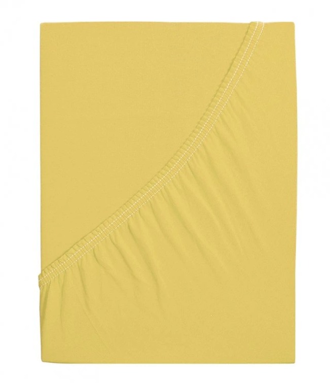 B.E.S. PETROVICE Plachta na posteľ Jersey bavlna IDEAL 90 × 200 cm, žltá