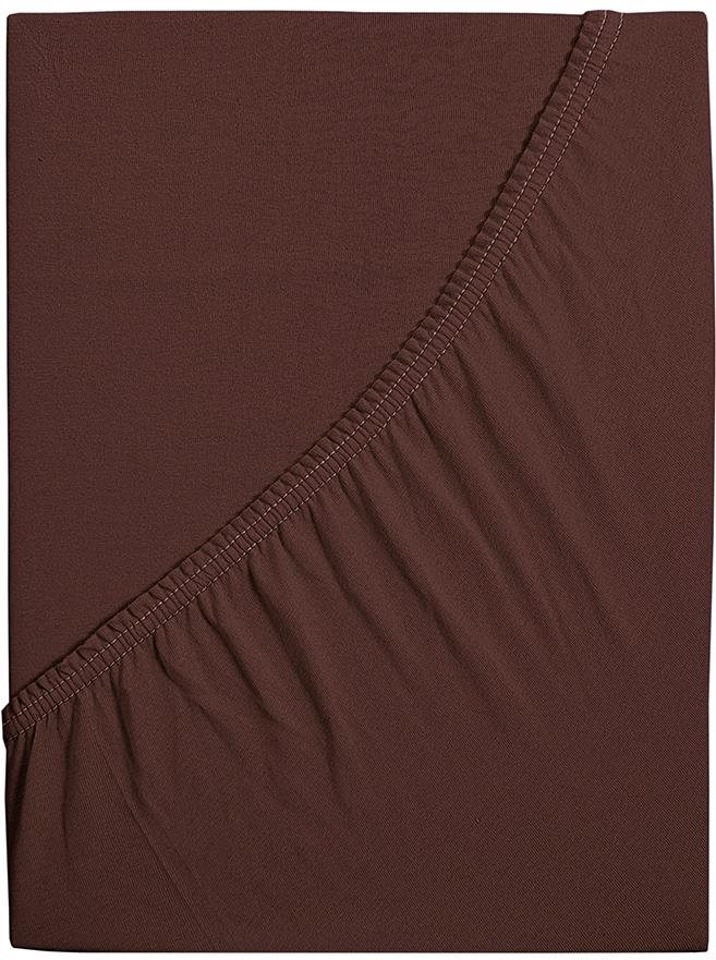 B.E.S. PETROVICE Plachta na posteľ Jersey česaná bavlna MAKO 200 × 220 cm, tmavohnedá