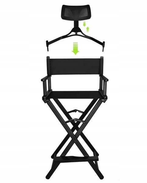 Beautylushh 9957 Hliníková skladacia kozmetická stolička, čierna