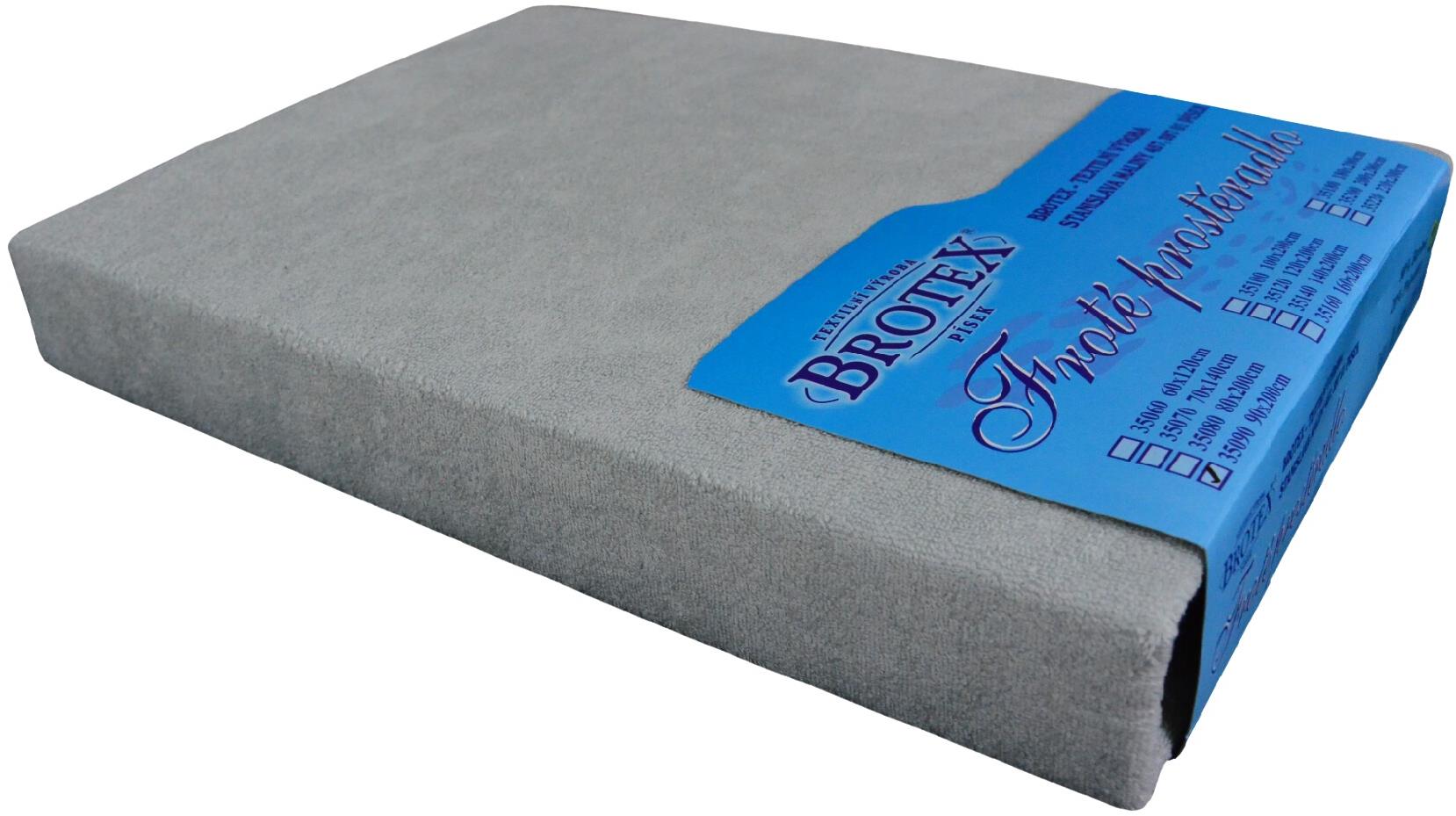 Brotex Froté prestieradlo na vysoký matrac 90 × 200 cm, sivé