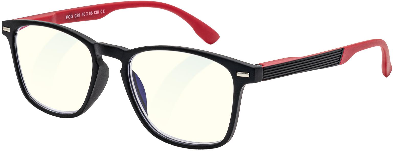GLASSA Blue Light Blocking Glasses PCG 029, +0,00 dio, čierno-červené