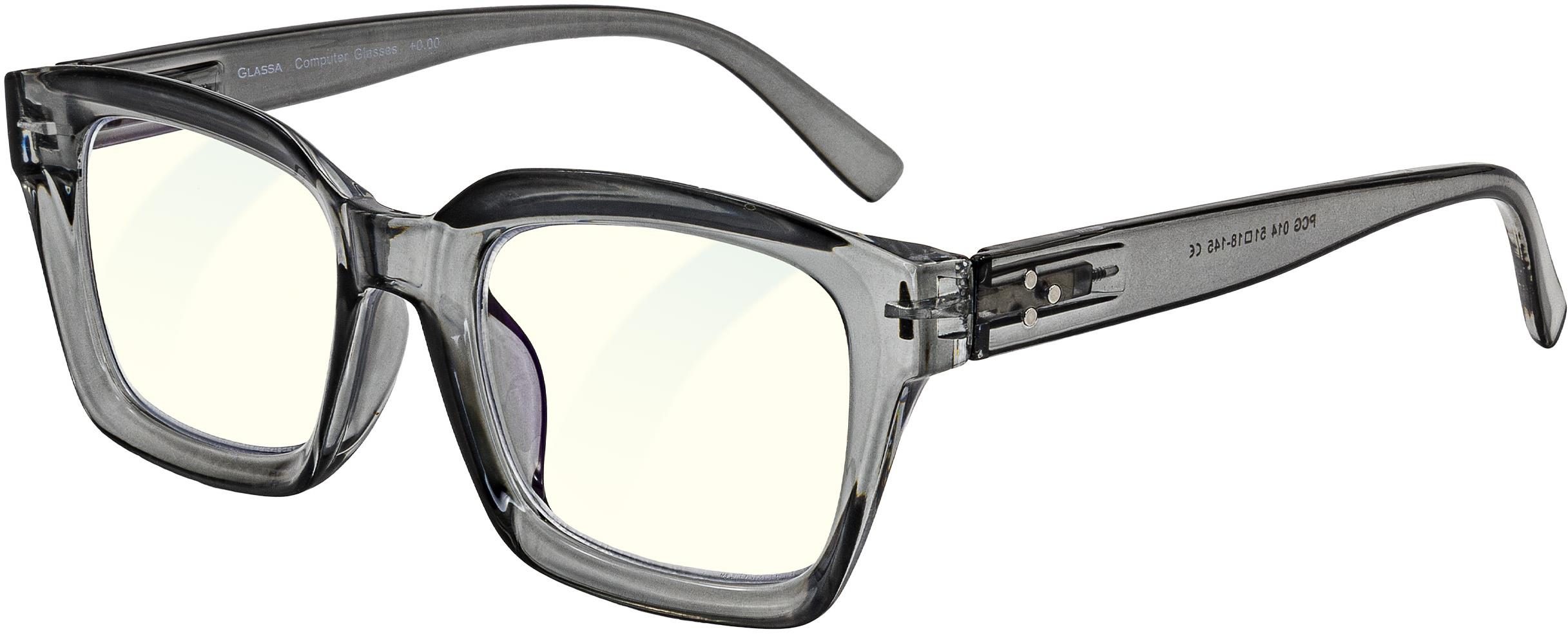 GLASSA Blue Light Blocking Glasses PCG 014, +1,50 dio, sivé transparentné