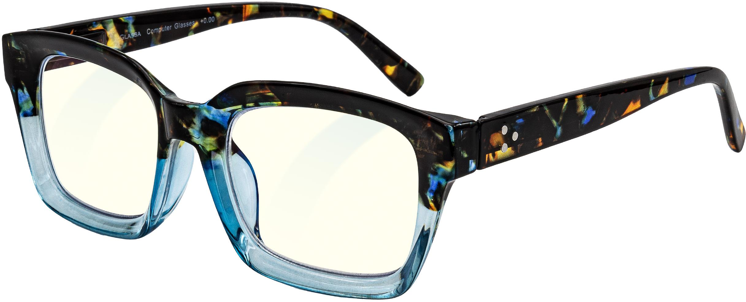 GLASSA Blue Light Blocking Glasses PCG 014, +3,00 dio, modrý vzor