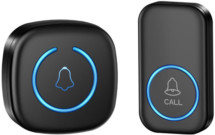 Cacazi Bezdrôtový zvonček A6 – sada 1× prijímač + 1× tlačidlo, čierny