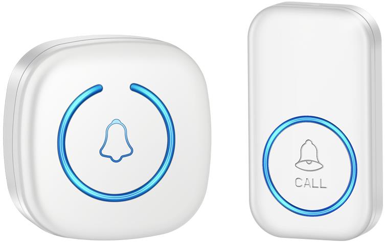 Cacazi Bezdrôtový zvonček A6 – sada 1× prijímač + 1× tlačidlo, biely