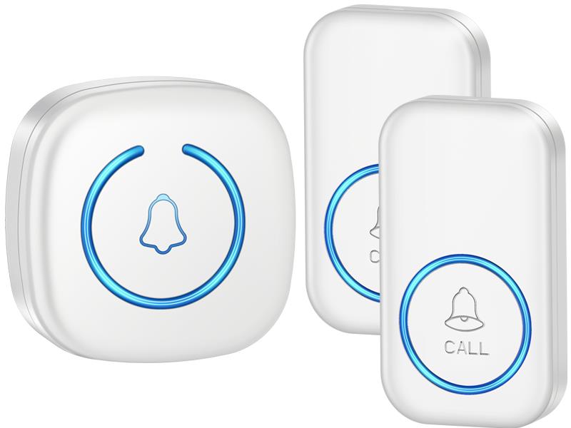 Cacazi Bezdrôtový zvonček A6 – sada 1× prijímač + 2× tlačidlo, biely