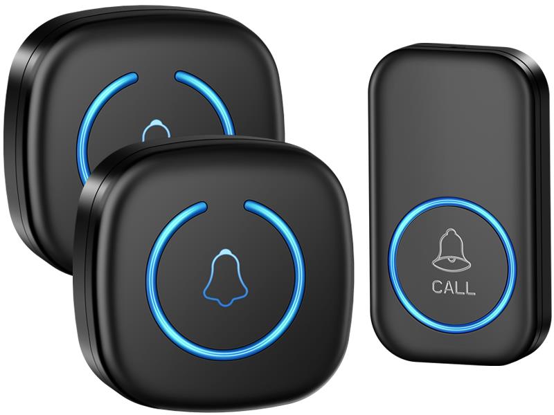 Cacazi Bezdrôtový zvonček A6 – sada 2× prijímač + 1× tlačidlo, čierny