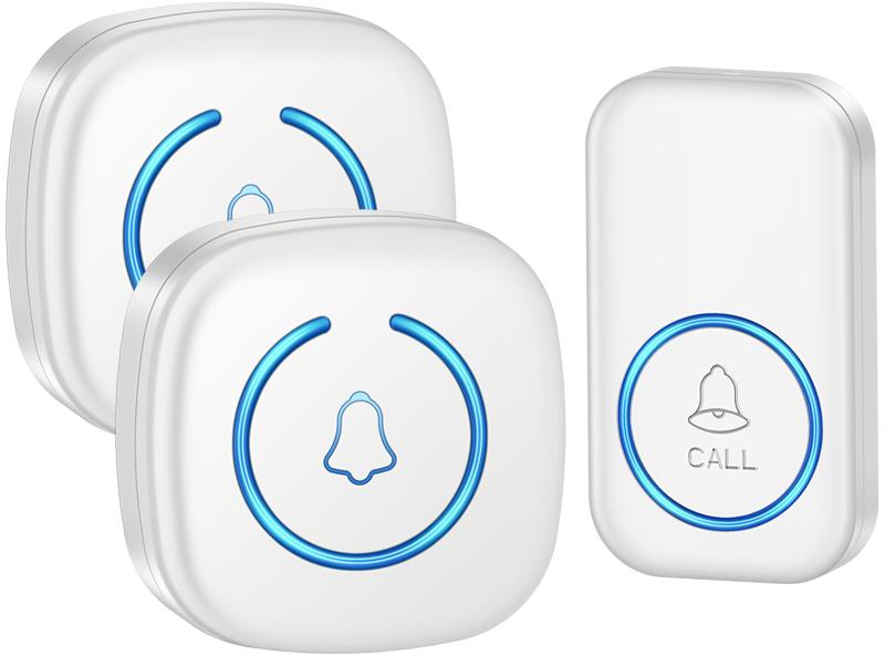 Cacazi Bezdrôtový zvonček A6 – sada 2× prijímač + 1× tlačidlo, biely
