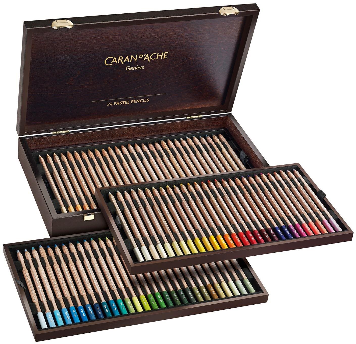 CARAN D'ACHE Umelecké pastely v ceruzke 84 farieb v drevenom boxe