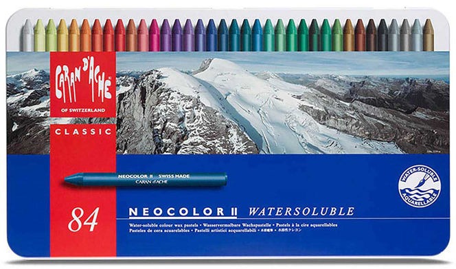CARAN D'ACHE Neocolor II 84 farieb v kovovom boxe