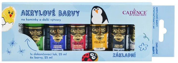 Cadence Akrylové farby 6 × 25 ml Základný + akrylový lak