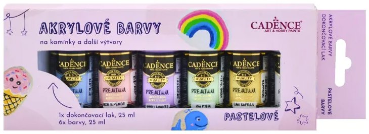 Cadence Akrylové farby 6× 25 ml Pastelové + akrylový lak