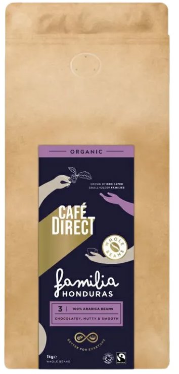 Cafédirect BIO Honduras SCA 83, zrnková, s tónmi karamelu a orieškov, 1000 g